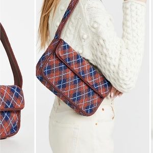 Staud Tommy Bordeaux Argyle beaded bag.